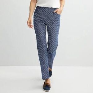 Croft & Barrow Navy and White Patterned Straight Leg Pants